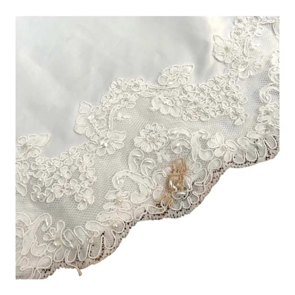 NEW ALFRED ANGELO SZ 6 WHITE SATIN LACE WEDDING GOWN WITH TRAIN - Picture 12 of 12